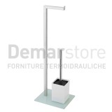 Piantana Colonna Porta Scopino Bianco/Cromo | Mod. Base Vetro